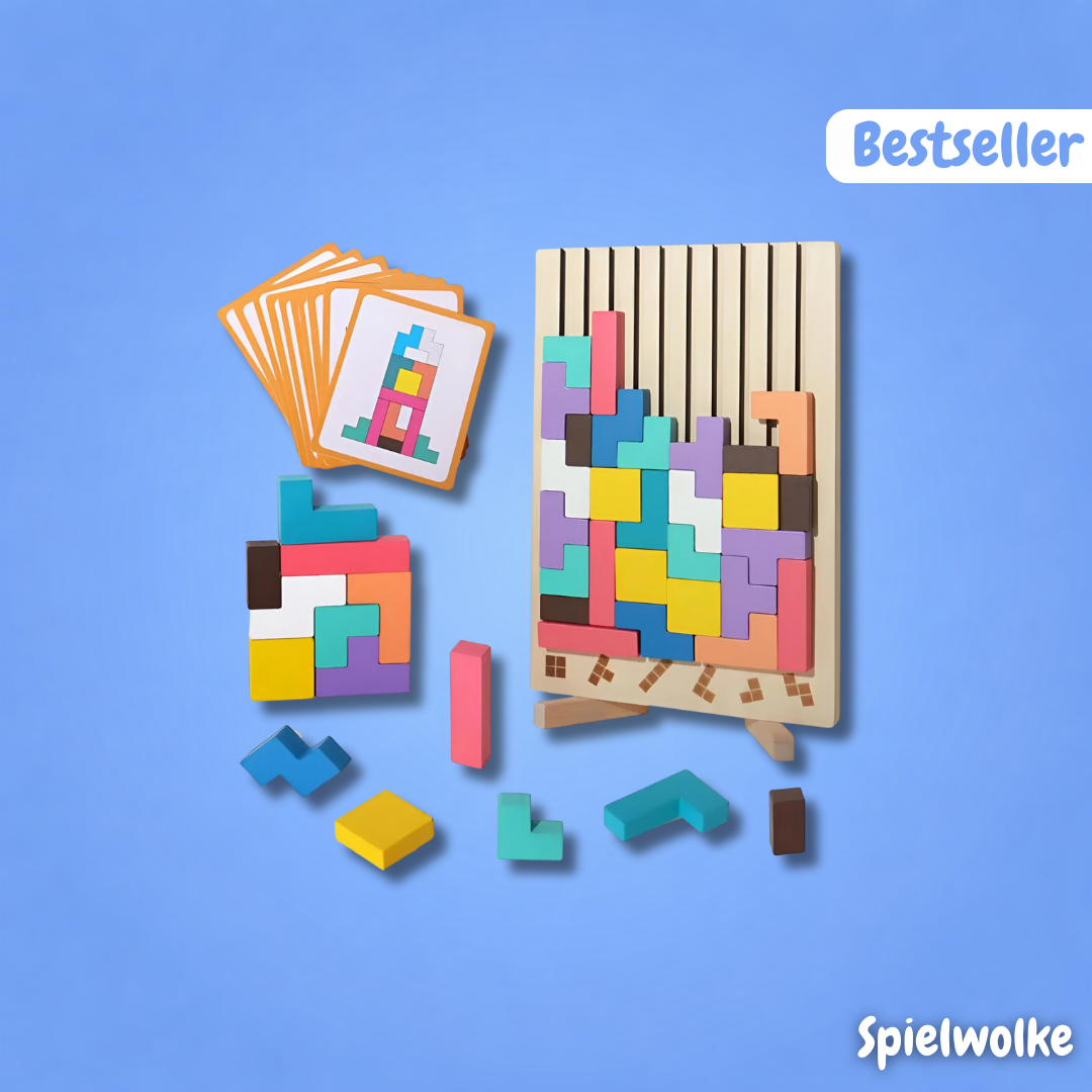 Montessori-Holz-Tetris im Spiel – Kind beim Lernen und Entdecken