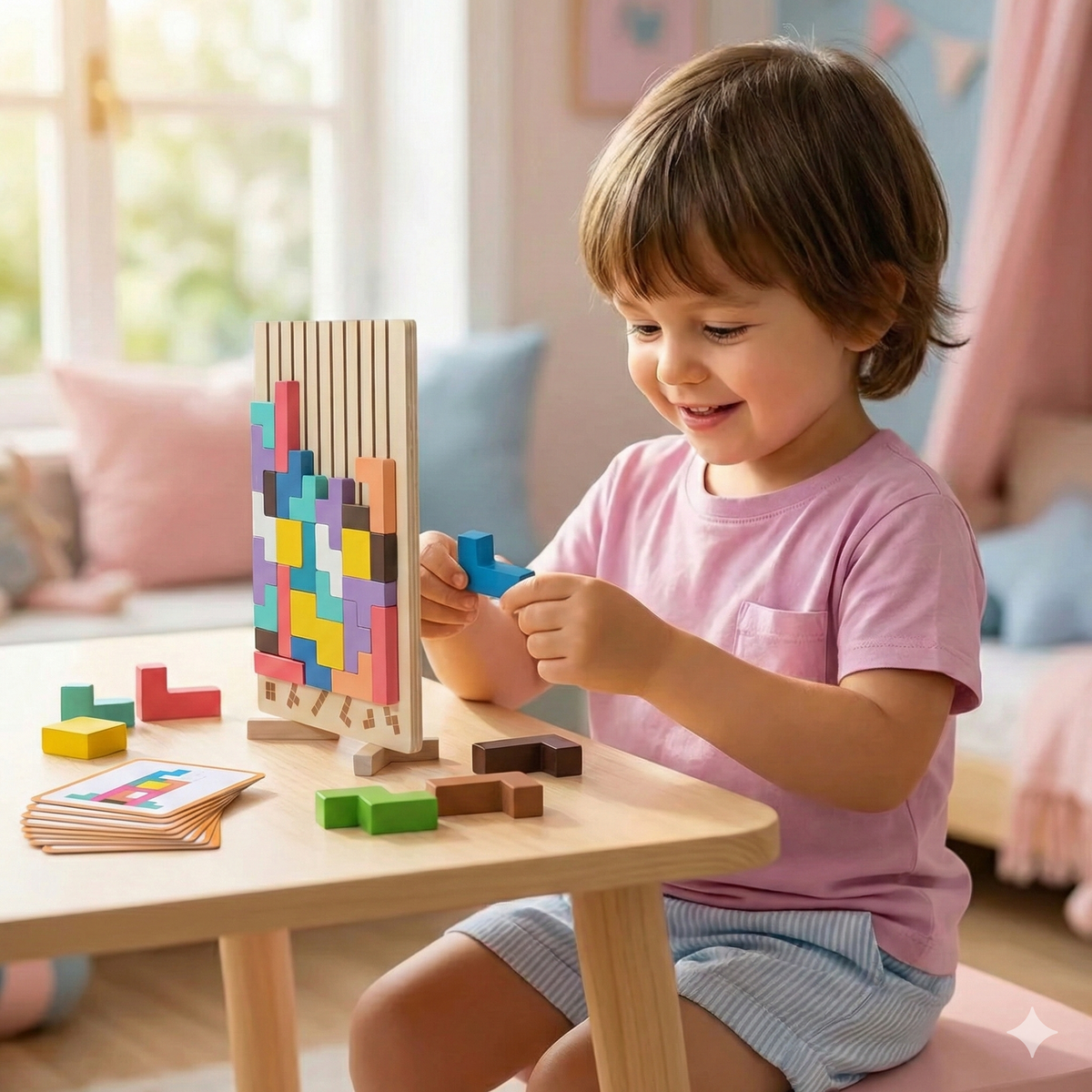 Montessori-Holz-Tetris für Kinder – Lern- und Spielspaß
