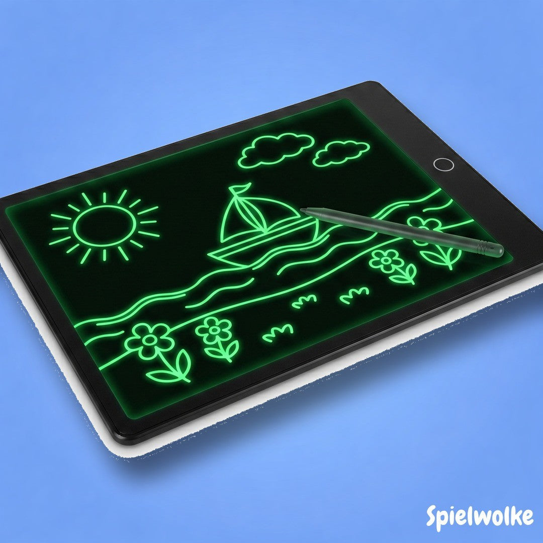 Leucht-Maltafel von Spielwolke auf blauem Hintergrund