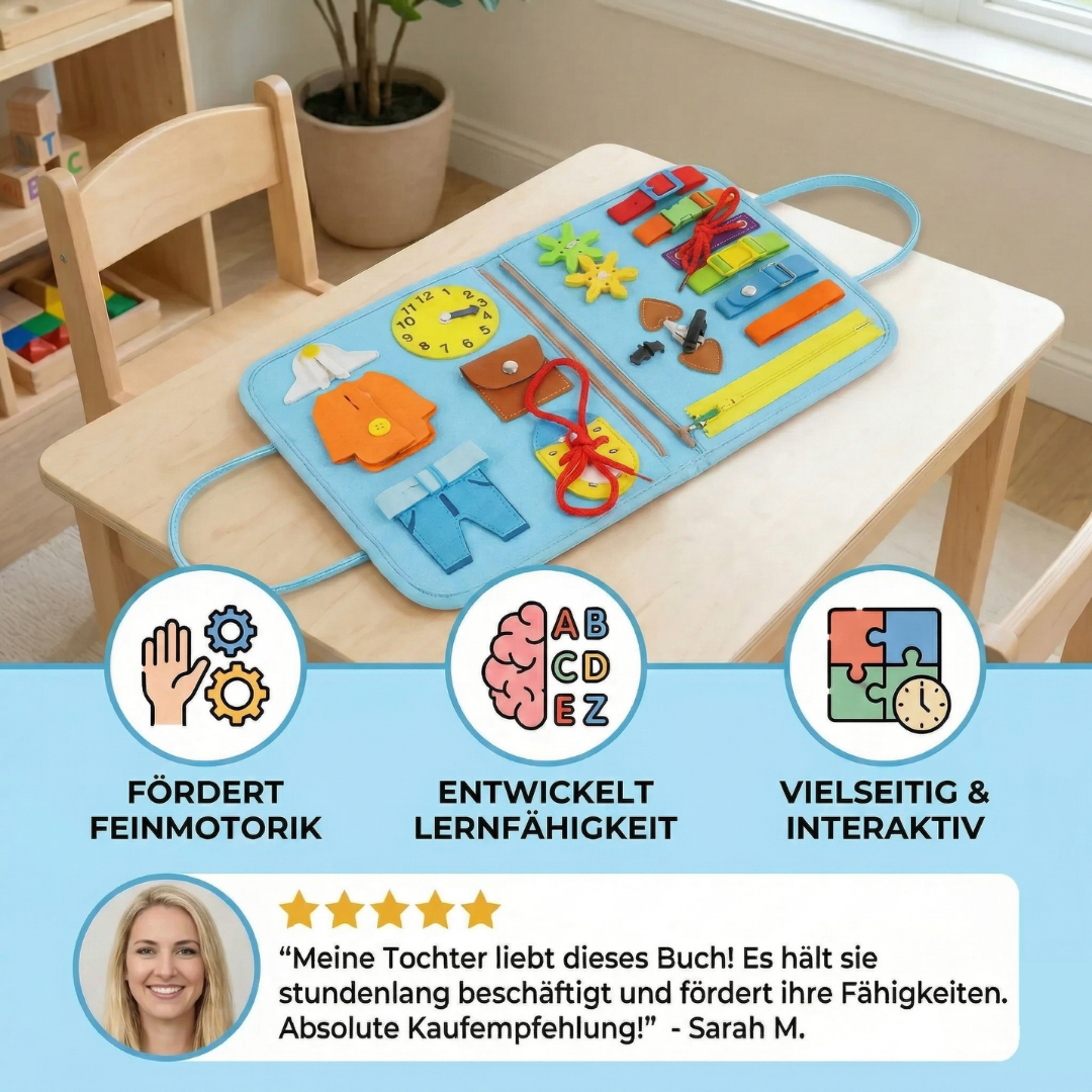 Kind macht Montessori Übung aus Spielwolke Lernbuch
