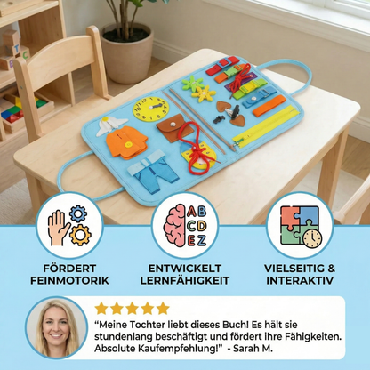 Kind macht Montessori Übung aus Spielwolke Lernbuch

