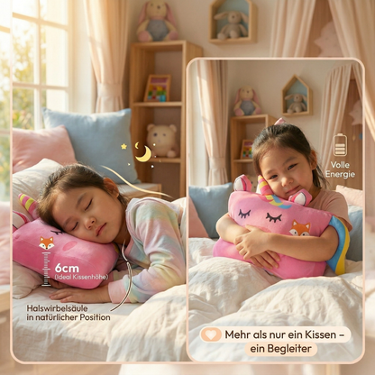 Kind schläft auf Kuschelfreund Kinderkissen weich