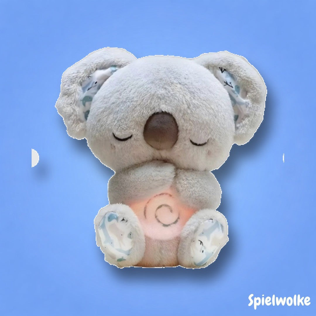 Atmender Plüsch-Begleiter als Koala von Spielwolke auf blauem Hintergrund