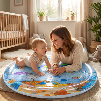 Eltern und Baby an der Baby-Wassermatte