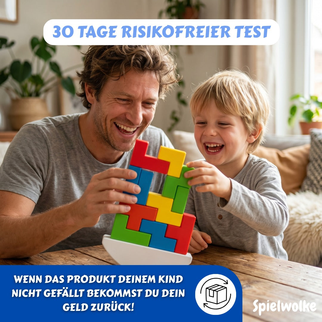 30 Tage risikofreier Test – Familie beim Balance-Turm