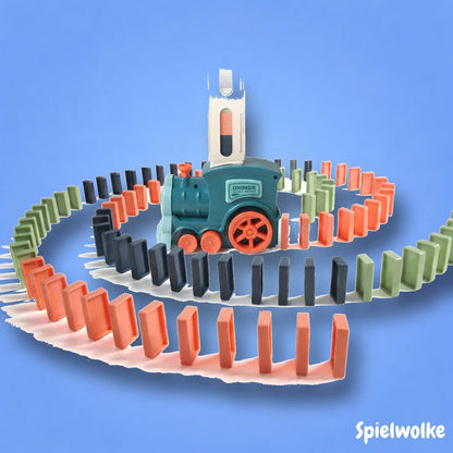 Domino-Zug von Spielwolke auf blauem Hintergrund