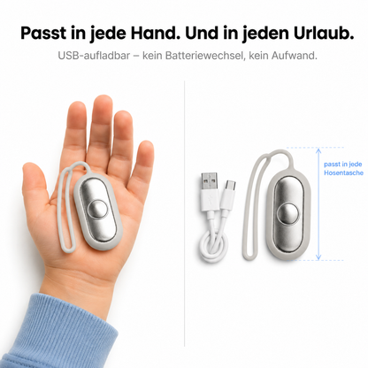 Einschlafhilfe passt in jede Hand – USB-aufladbar, ideal für Reisen