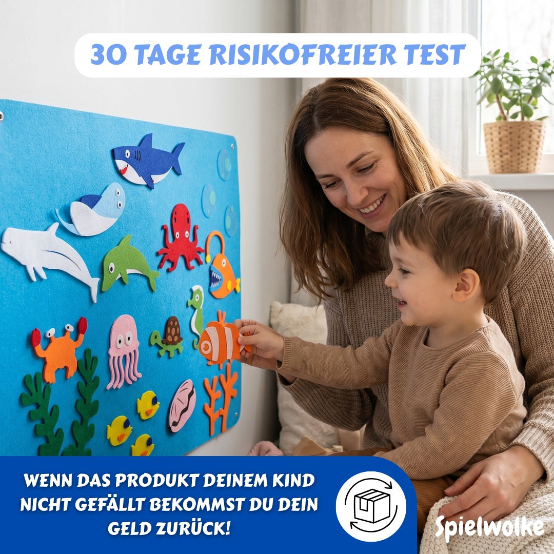 30 Tage risikofreier Test für das Montessori-Filzbuch mit Geld-zurück-Garantie