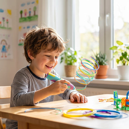 Kind zeichnet 3D-Figuren mit dem Kinder-3D-Stift