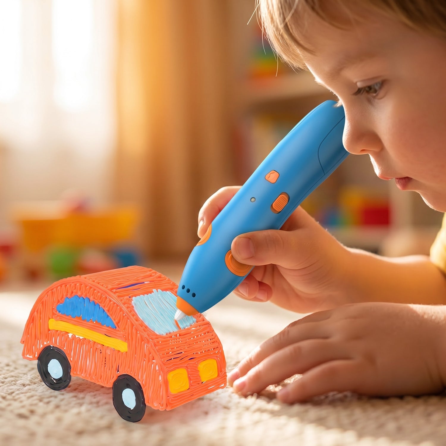 Detailansicht des Kinder-3D-Stift beim Spielen