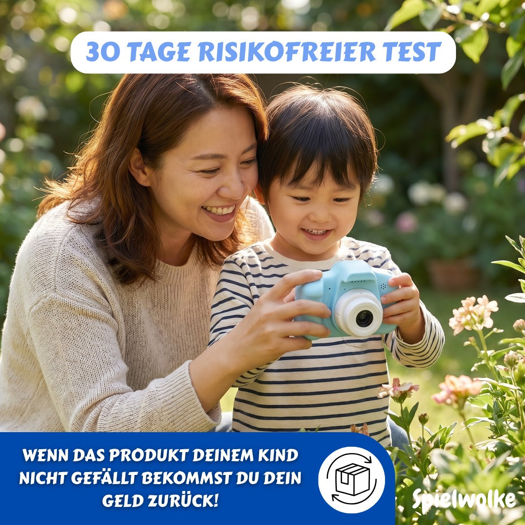 30 Tage risikofreier Test für die Kinderkamera mit Geld-zurück-Garantie