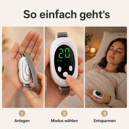 Mikrostrom Schlafhilfe 3-Schritte-Anleitung – Anlegen, Modus wählen, Entspannen