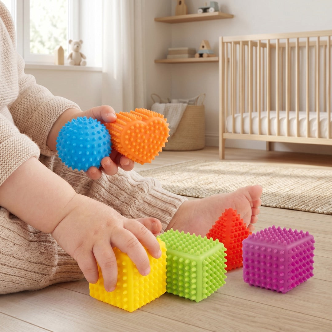 Kinderhände ertasten die genoppten Sensorik-Formen