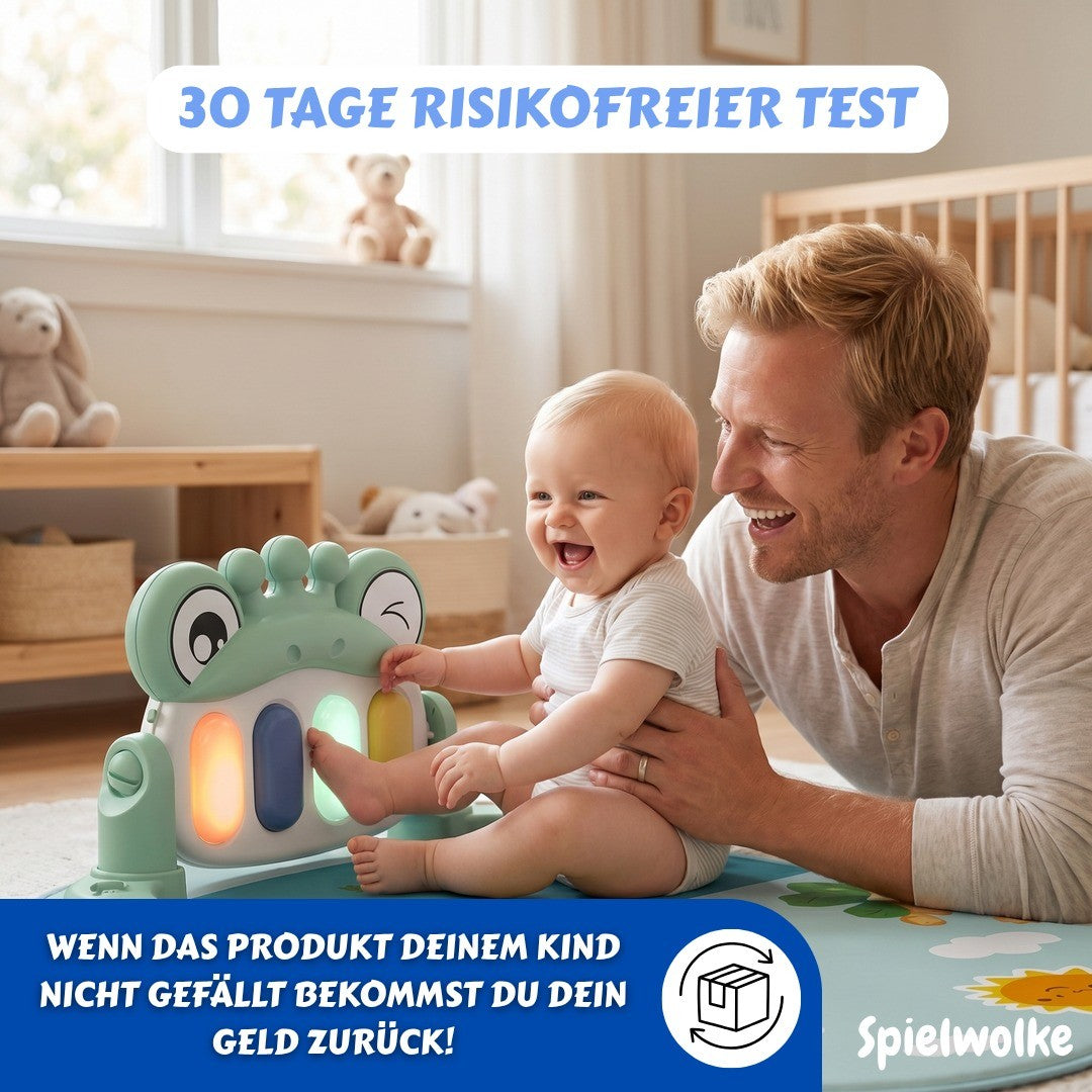 30 Tage Geld-zurueck-Garantie fuer die Baby-Spielmatte mit Klavier
