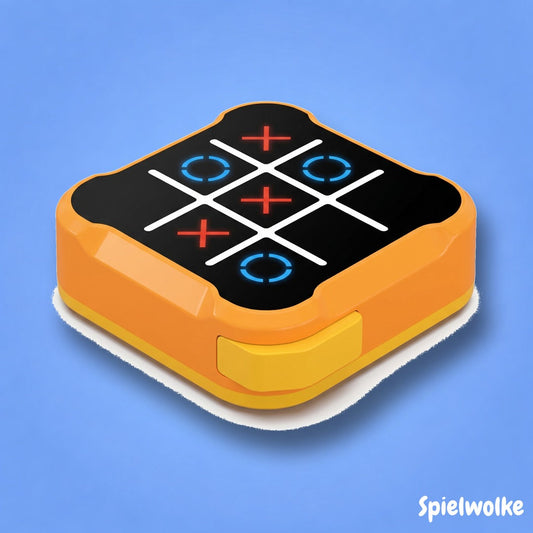 Elektronisches Tic-Tac-Toe in Orange mit leuchtenden X und O