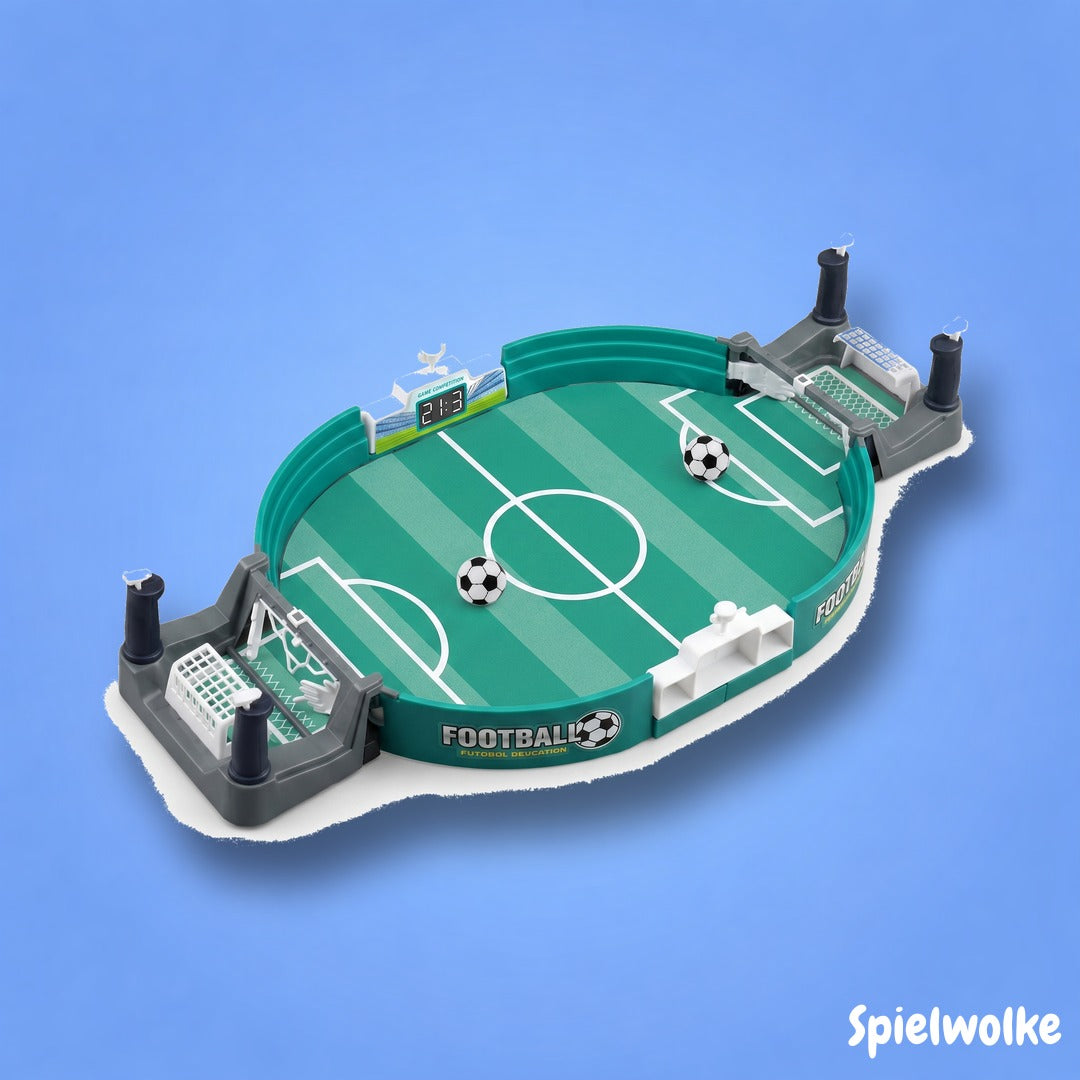 Tischfußball-Arena mit Toren und Katapult-Abschuss