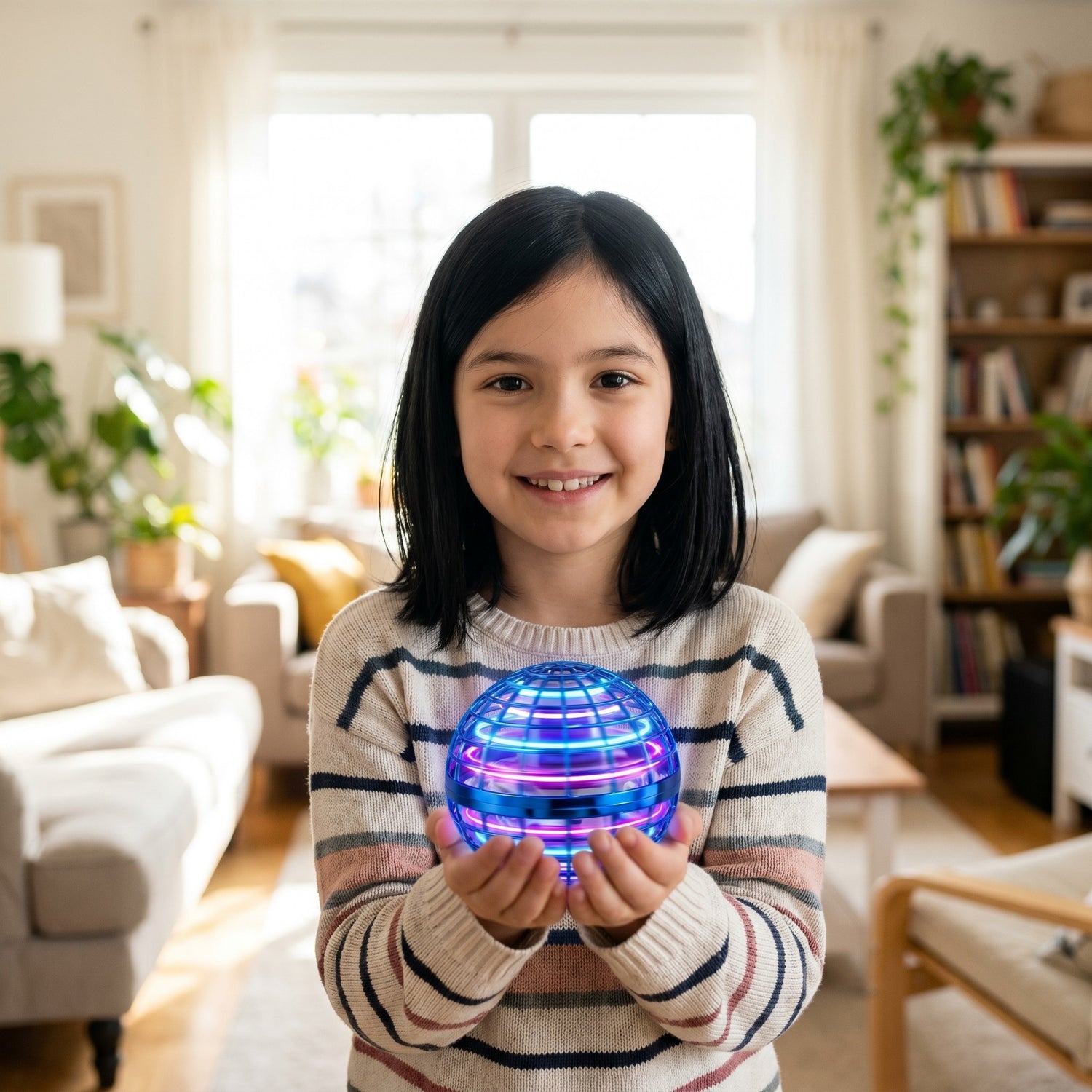 Kind freut sich ueber den UFO Flugball