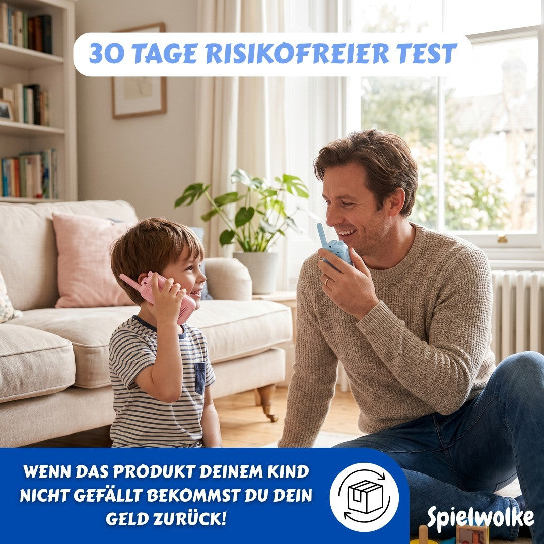 30 Tage Geld-zurueck-Garantie fuer das Kinder-Walkie-Talkie