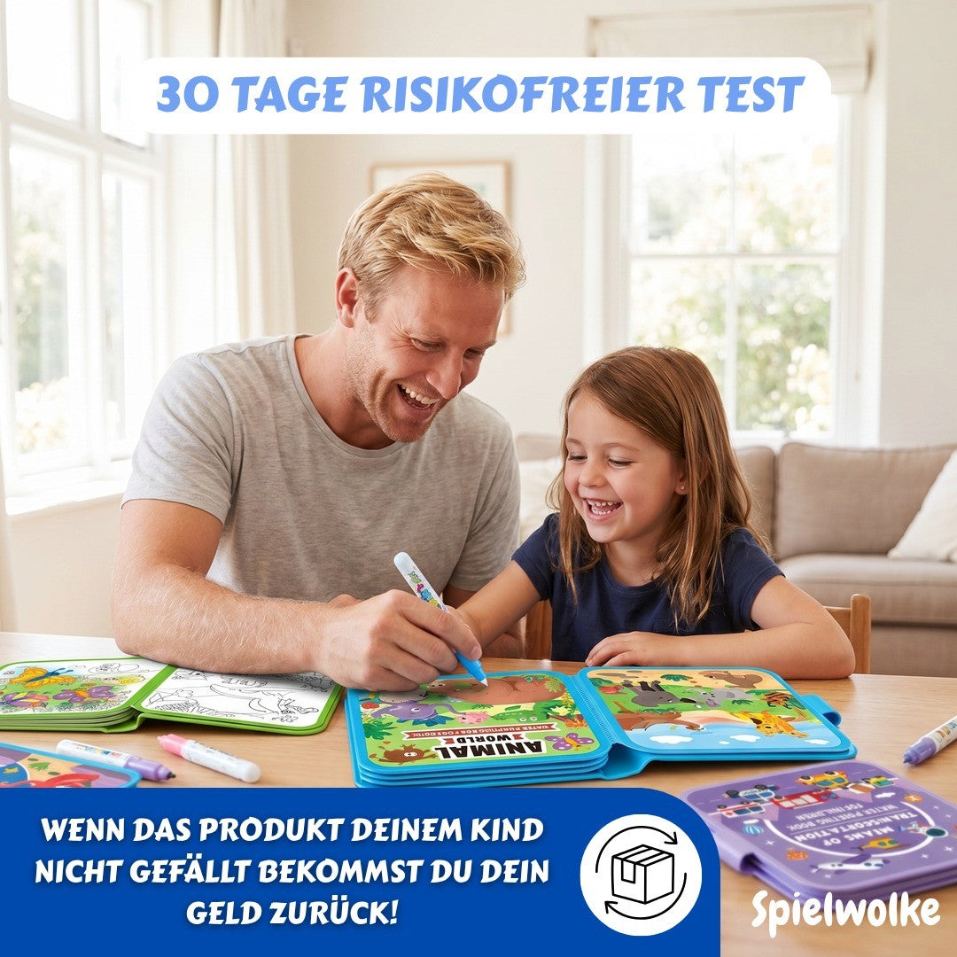 30 Tage Geld-zurueck-Garantie fuer das magische Wasser-Malbuch