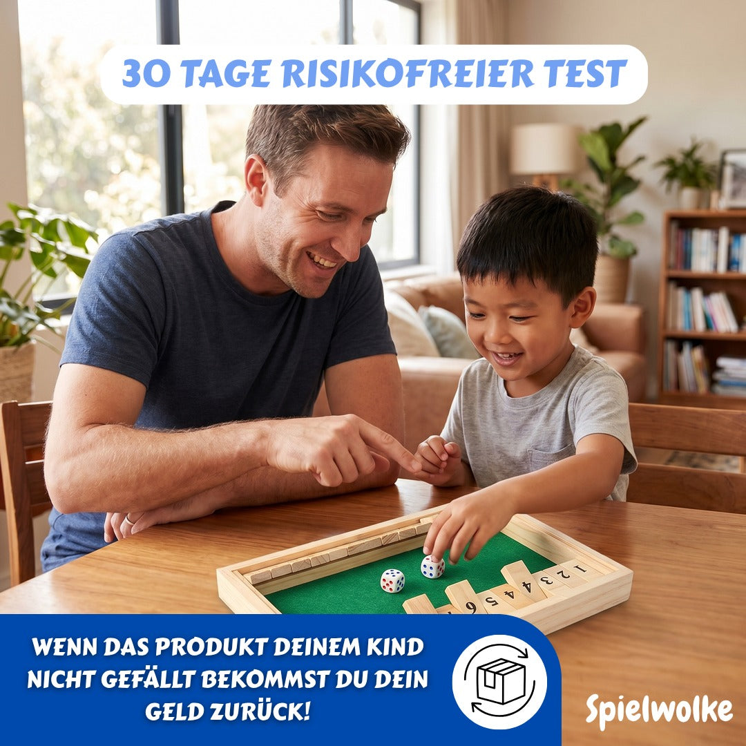 30 Tage risikofreier Test – Familie beim Zahlen-Würfelturm